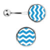 Aqua & White Waves Printed 316L Surgical Stainless Steel Belly Bars 1