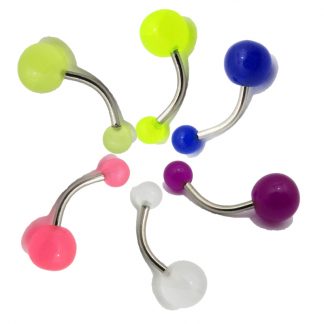 Bright UV Acrylic Ball 316L Surgical Stainless Steel Belly Bars