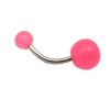 Bright UV Acrylic Ball 316L Surgical Stainless Steel Belly Bars   Pink