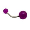 Bright UV Acrylic Ball 316L Surgical Stainless Steel Belly Bars   Purple