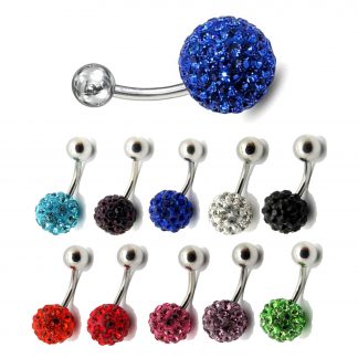 Ferrido Style Crystal Ball 316L Surgical Stainless Steel Belly Bars