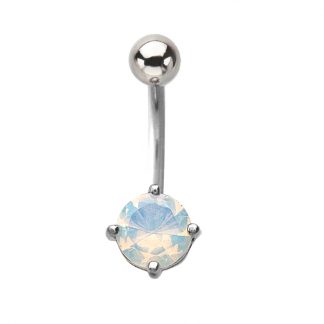 Opalite Semi Precious Stone 316L Surgical Stainless Steel Belly Bars 1