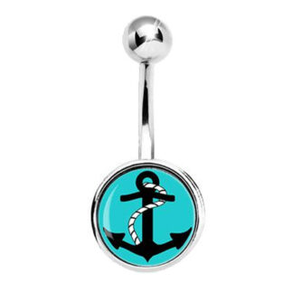 Sailing Anchor Printed 316L Surgical Stainless Steel Belly Bars