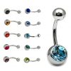 Single CZ Gem 316L Surgical Stainless Steel Belly Bars
