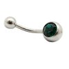 Single CZ Gem 316L Surgical Stainless Steel Belly Bars   Emerald