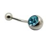 Single CZ Gem 316L Surgical Stainless Steel Belly Bars   Pacific Opal