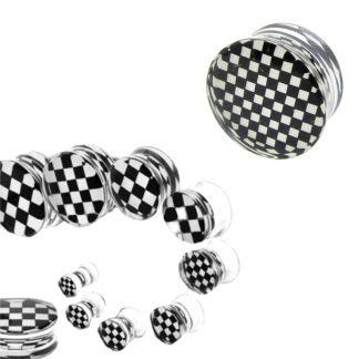 Black and White Checkered Double Flared Plugs 1