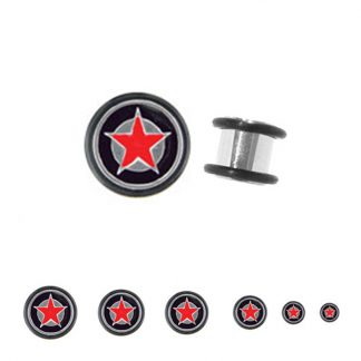 Red Star in Black Circle No Flare Plugs (3)