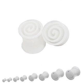 White Spiral Double Flare Plugs 1