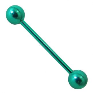14g Titanium Anodised Green Surgical Steel Cartilage Industrial Barbell Tongue Bar