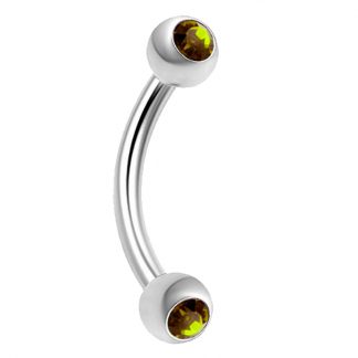 CZ Gem Round Ball 316L Surgical Stainless Steel Curved Bar   Citrine 4