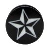 Nautical Star Print Acrylic Single Flared Plugs (7 Colours)   Black (White Star)