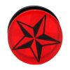 Nautical Star Print Acrylic Single Flared Plugs (7 Colours)   Red (Black Star)