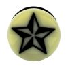 Nautical Star Print Acrylic Single Flared Plugs (7 Colours)   White (Black Star)