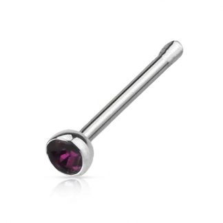 Press Fit CZ Gem 316L Surgical Stainless Steel Nose Bone Studs   Amethyst