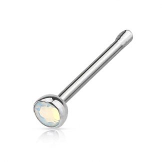 Press Fit CZ Gem 316L Surgical Stainless Steel Nose Bone Studs   White Opal