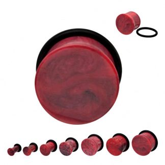 Red and Black Marbled Acrylic Single Flared Plugs