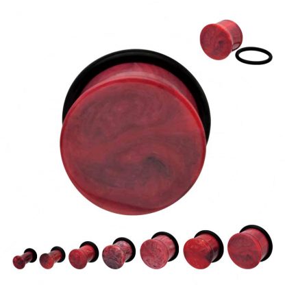 Red and Black Marbled Acrylic Single Flared Plugs