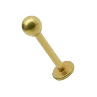 Round Ball Titanium Anodised 316L Stainless Steel Labret   Gold 2