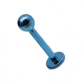 Round Ball Titanium Anodised 316L Stainless Steel Labret   Light Blue 2