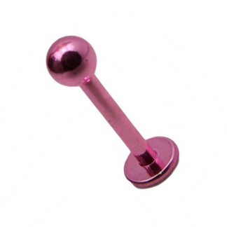 Round Ball Titanium Anodised 316L Stainless Steel Labret   Pink2