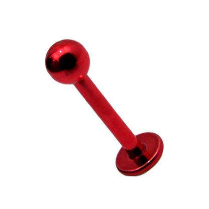 Round Ball Titanium Anodised 316L Stainless Steel Labret   Red 2