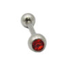 Single Gem Round Ball 316L Surgical Steel Tongue Bars 14ga   Indian Red
