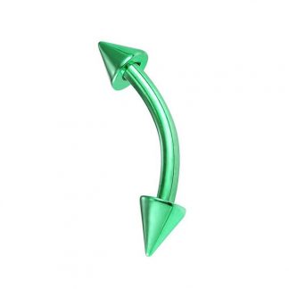 Spiked End Titanium Anodised 316L Stainless Curved Bars   Green