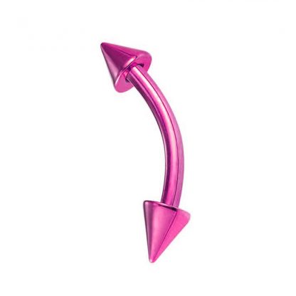 Spiked End Titanium Anodised 316L Stainless Curved Bars   Pink