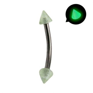 UV Coloured Spike 316L Surgical Stainless Steel Curved Bar   Glow In The Dark 2