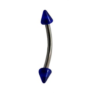 UV Coloured Spike 316L Surgical Stainless Steel Curved Bars   Dark Blue