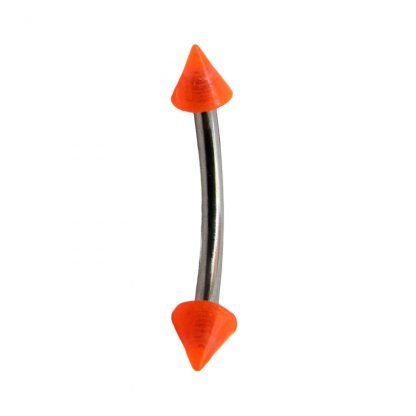 UV Coloured Spike 316L Surgical Stainless Steel Curved Bars   Fluro Orange