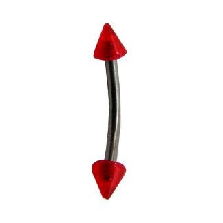 UV Coloured Spike 316L Surgical Stainless Steel Curved Bars   Red