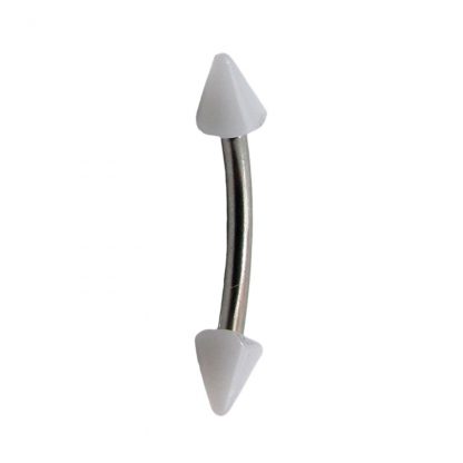 UV Coloured Spike 316L Surgical Stainless Steel Curved Bars   White