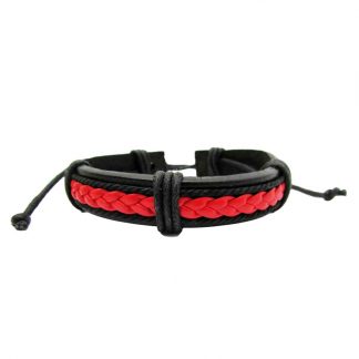 Black & Red Tribal Braided Leather Bracelets 2