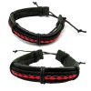 Black & Red Tribal Leather Woven Rope Bracelets