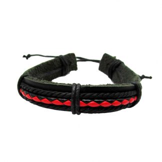 Black & Red Tribal Leather Woven Rope Bracelets 2