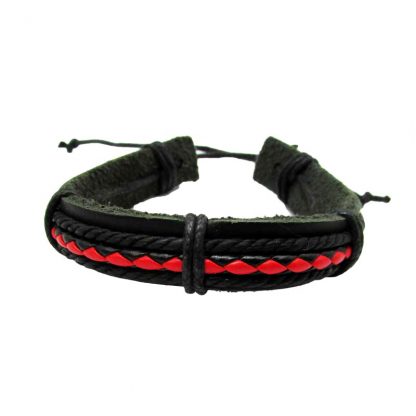 Black & Red Tribal Leather Woven Rope Bracelets 2