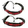 Black and Red Tribal Leather Bracelets