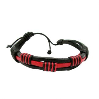 Black and Red Tribal Leather Bracelets 2