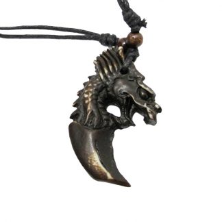 Dragons Tooth Pendant Leather Rope Necklace 2