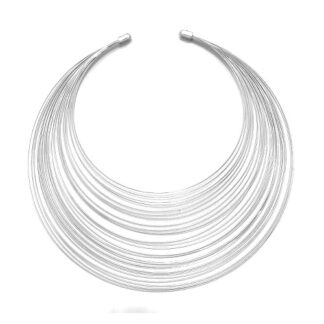 Flared Crescent Layered Wire Alloy Necklace 1
