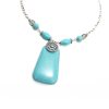 Large Turquoise Stone Pendant On Beaded Large Link Alloy Chain Necklaces 2