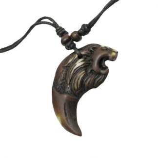 Lions Tooth Pendant Leather Rope Necklace 2