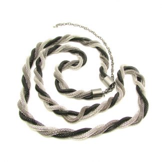 Long 3 Toned Alloy Twisted Snake Chain Necklaces