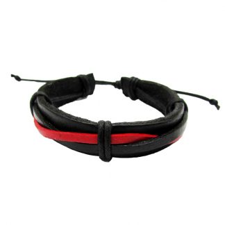 Red & Black Tribal Leather Twisted Bracelets 2