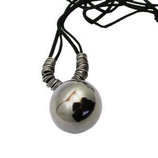 Round Metal Bead Pendant Leather Rope Necklaces 2