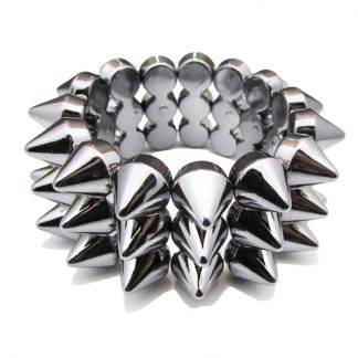 Silver Spiked Stretch Acrylic Punk Bracelets