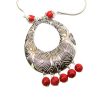Spiral Pattern Red Coral & Tibetan Silver Tribal Pendant Necklaces 2