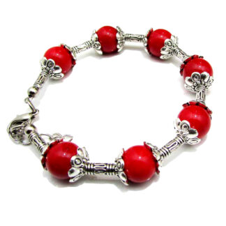 Tibetan Red Coral Bead and Alloy Bracelets
